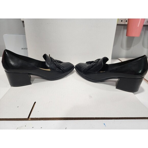 Marc Fisher Womens Size 7.5M Black 2 Inch Block Heel Loafers Fall Shoes - Picture 4 of 6